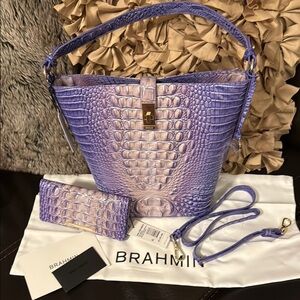 Brahmin Very Peri Ombré Melbourne Leather Set NWT